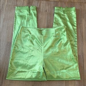 STAUD Green Satin Mikayel Cropped Pants